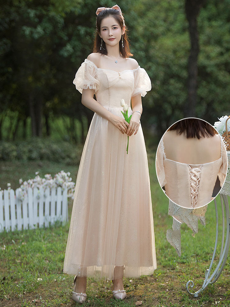 A Line Long Bridesmaid Dress Formal Evening Gown Party Dress 532