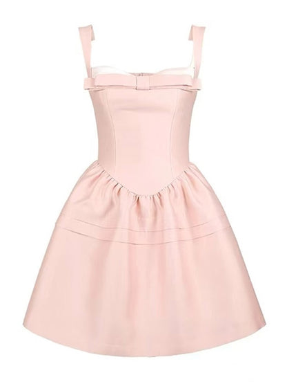 Pink Bow Sleeveless Short Homecoming Dress Birthday Dress  L24