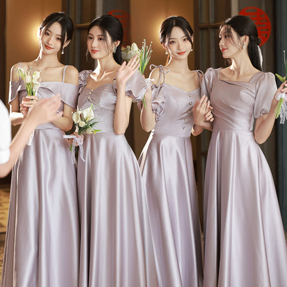 Satin A Line Long Bridesmaid Dress Formal Evening Gown Party Dress 545