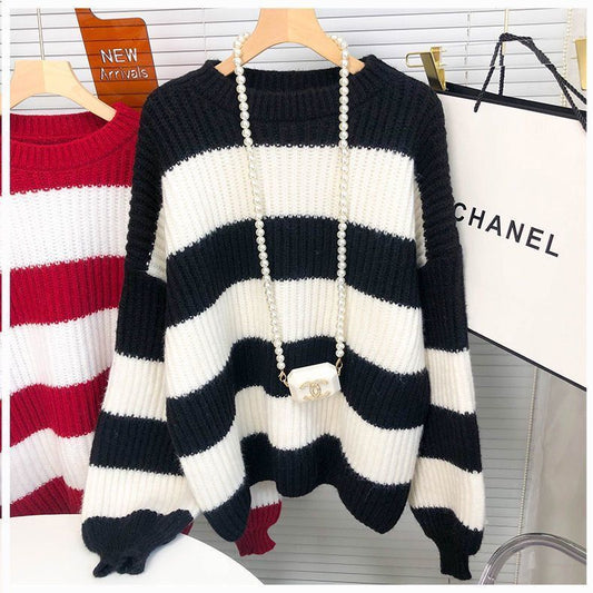 Striped Sweater Stylish Lazy Pullover Sweater 1144