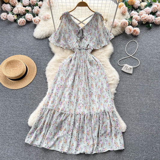 Women's New Summer Floral Chiffon Dress 348