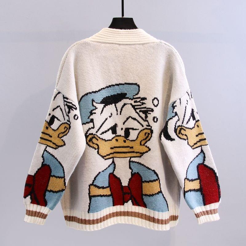 Cartoon Sweater Coat Lazy Style Loose Knitted Cardigan 1959