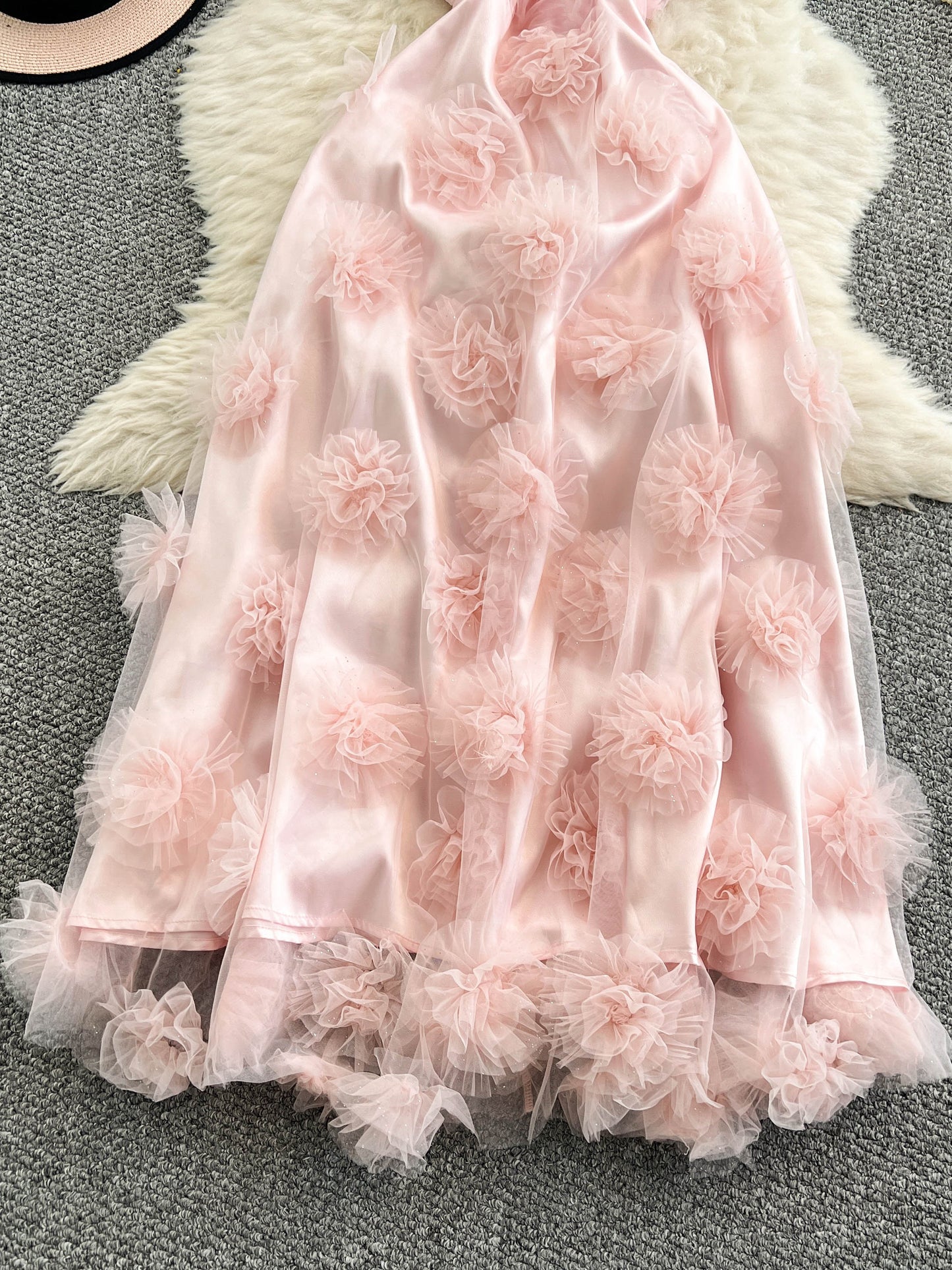 3d Flower Dress Summer Mesh Princess Dress L64