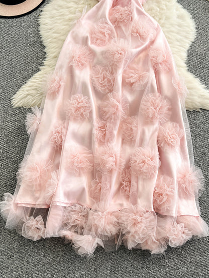 3d Flower Dress Summer Mesh Princess Dress L64