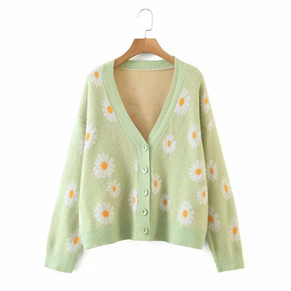 Sweet Cardigan Sweater Women V Neck Knitted Jacket 1142