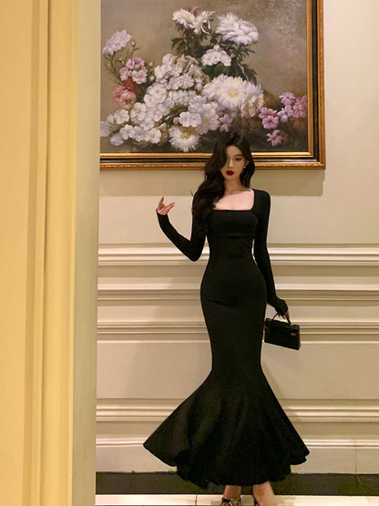 Long Sleeves Mermaid Autumn Dress Evening Party Dress L71