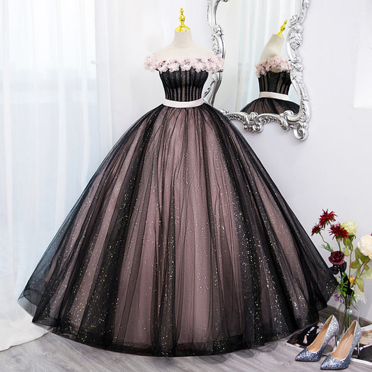 Strapless Shiny Tulle Prom Dress Formal Sweet 16 Party Flower Ball Gown 654