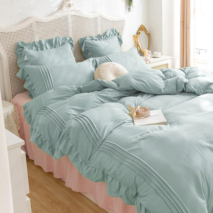 French Style Princess Ruffle Cotton Bed Skirt Bedding Set 1060