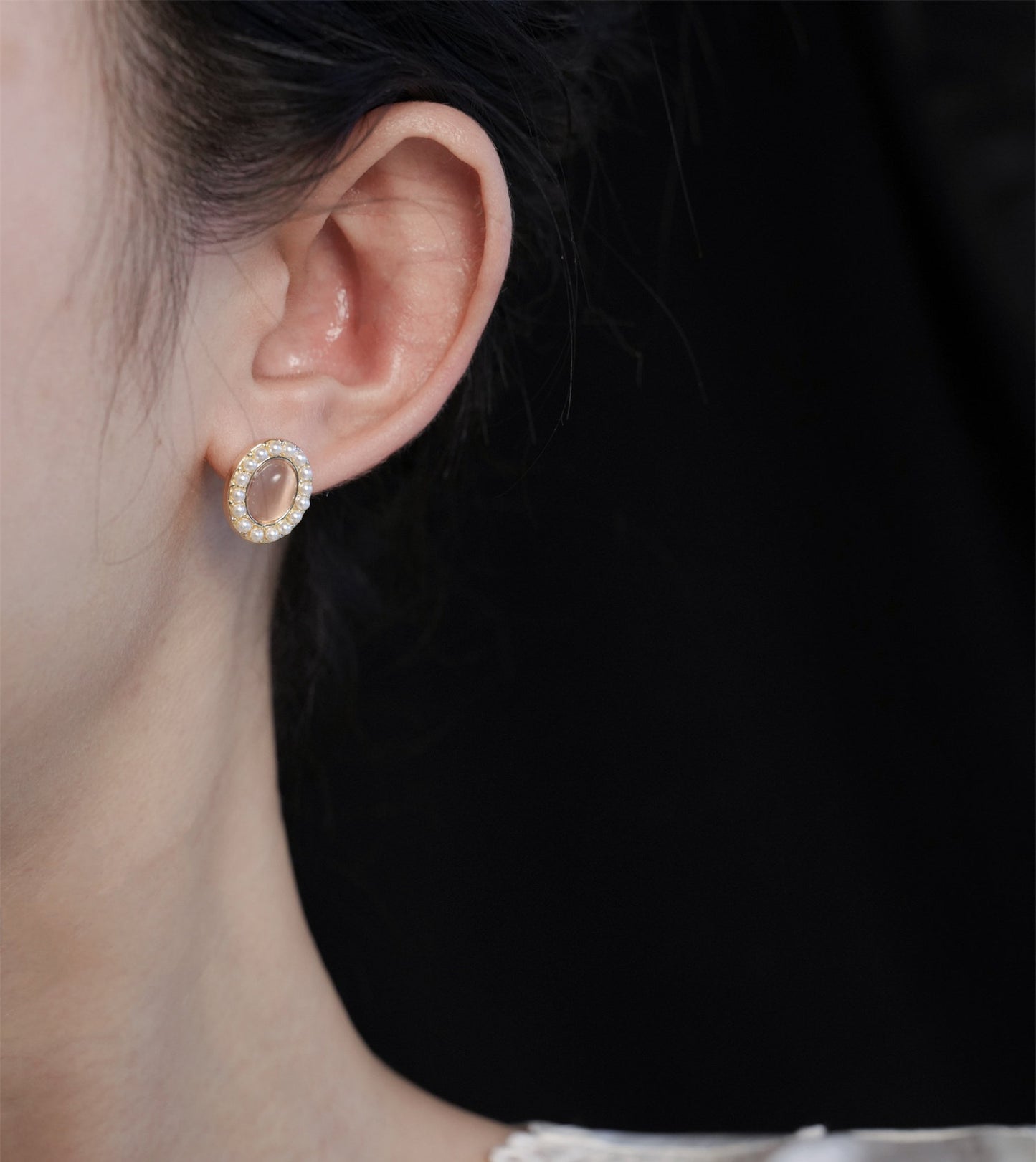 Boucles d'oreilles pendantes en acier inoxydable avec pampilles en pierre naturelle colorée rétro G30