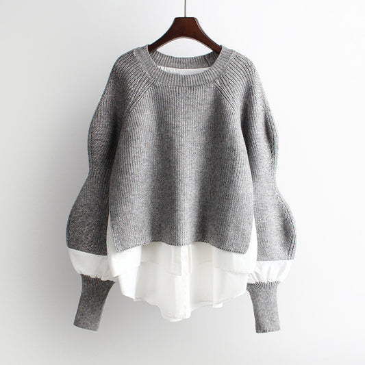 Autumn Round Neck Shirt Sweater Women  Knitted Top 1280