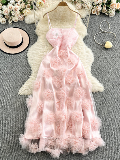 3d Flower Dress Summer Mesh Princess Dress L64