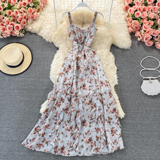 Floral Suspender Dress Summer New Long Skirt  431