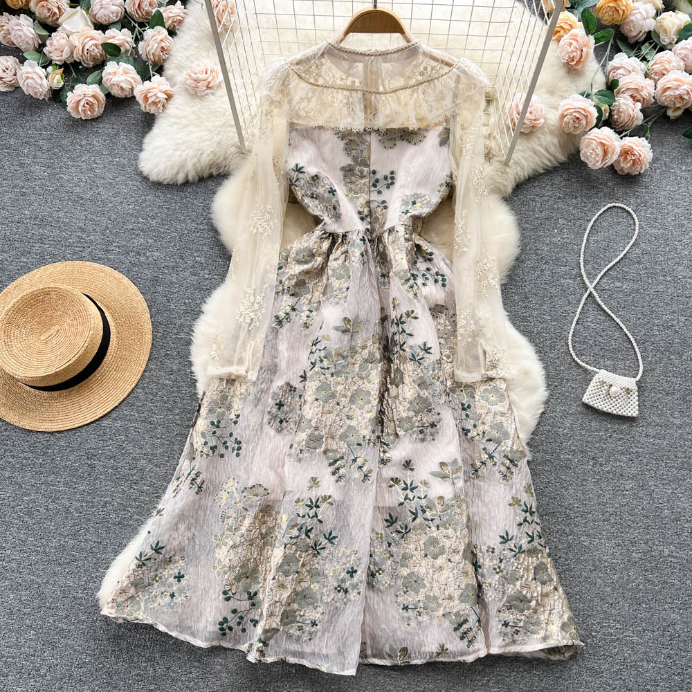 Retro Lace Long-sleeved Dress Women's Summer New Lolita Princess Dress 363