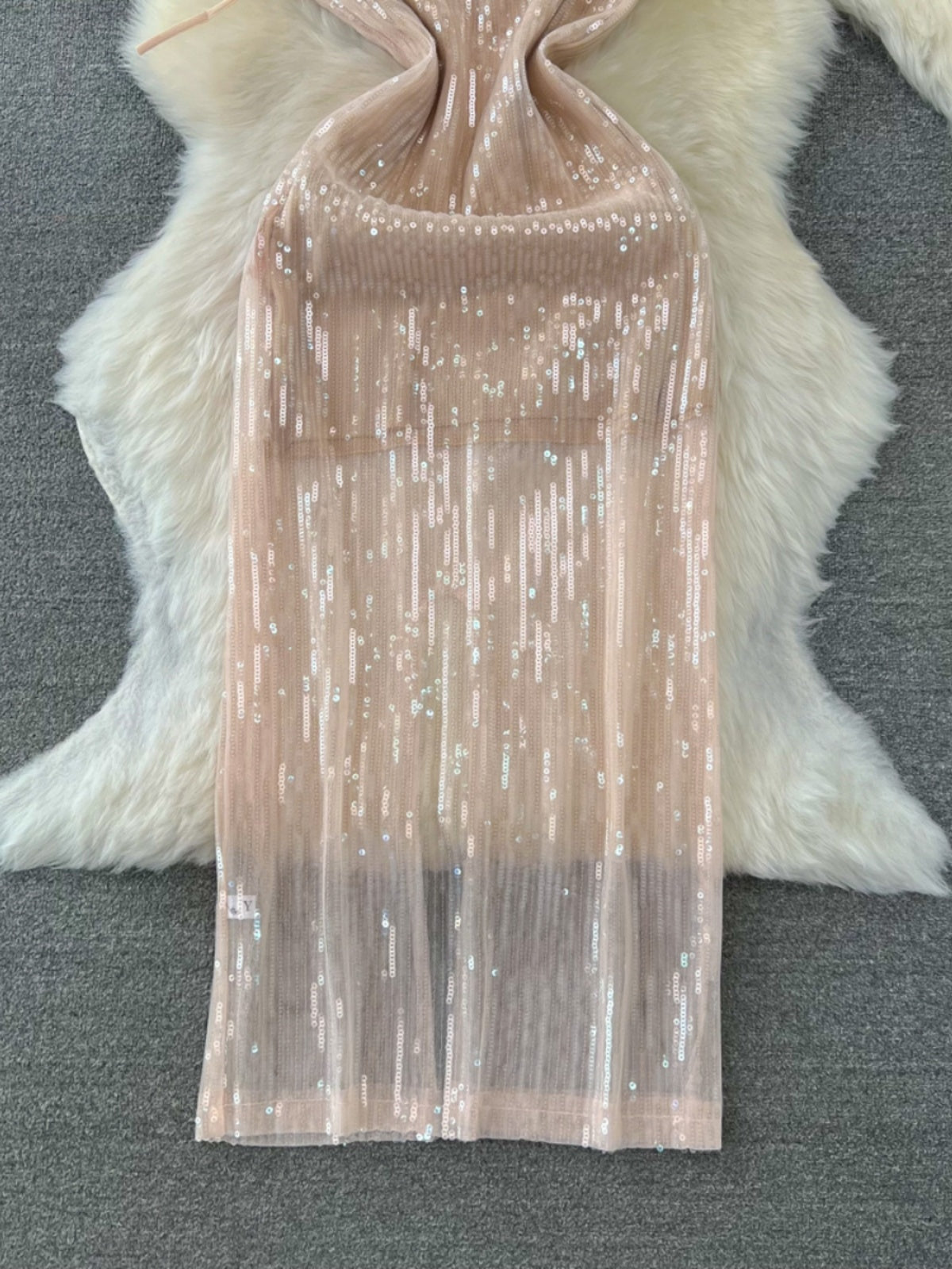 Halter Neck Backless Glittery Evening  Dress L54