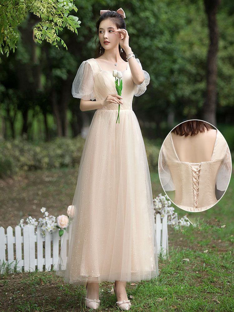 A Line Long Bridesmaid Dress Formal Evening Gown Party Dress 532