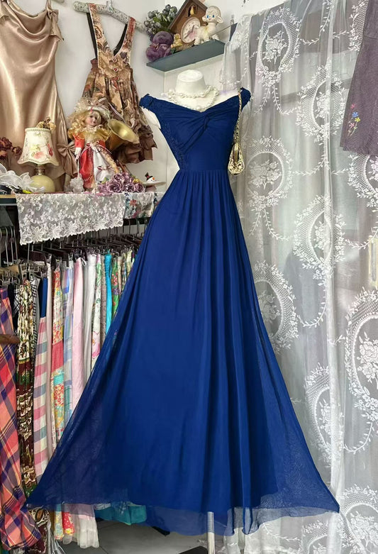 Off The Shoulder A Line Chiffon Wedding Guest Dress Formal Prom Dress  J11017