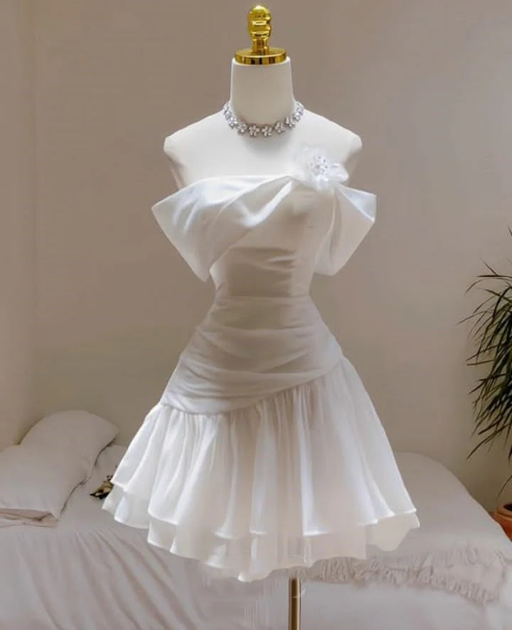 Off The Shoulder A Line Organza Homecoming Dress Birthday Dress  J10706