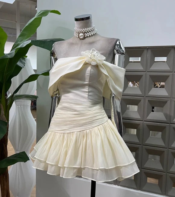 Off The Shoulder A Line Organza Homecoming Dress Birthday Dress  J10706