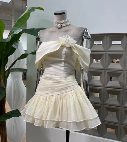 Off The Shoulder A Line Organza Homecoming Dress Birthday Dress  J10706