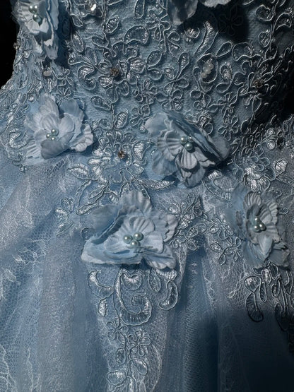Robe de bal bustier violette en satin avec appliques, robe de soirée formelle J9413