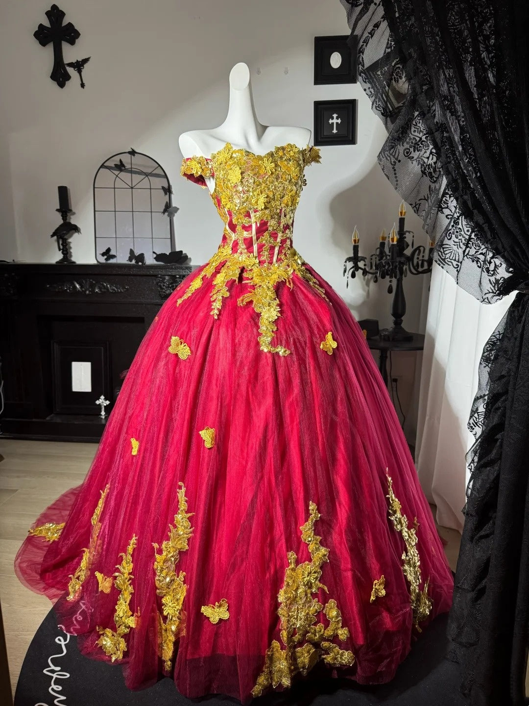 Off The Shoulder Ball Gown Sweet 16 Birthday Dress A Line Formal Prom Dress  J10641