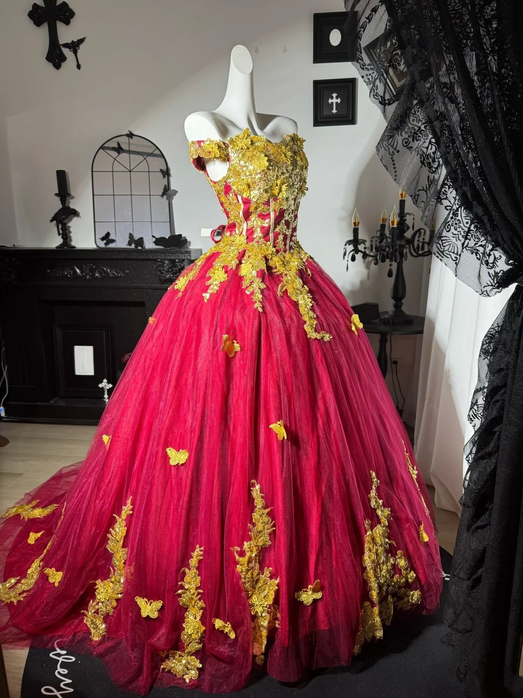 Off The Shoulder Ball Gown Sweet 16 Birthday Dress A Line Formal Prom Dress  J10641
