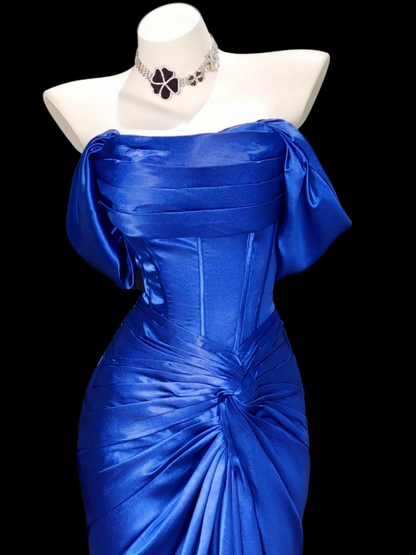 Robe de bal bustier violette en satin avec appliques, robe de soirée formelle J9413