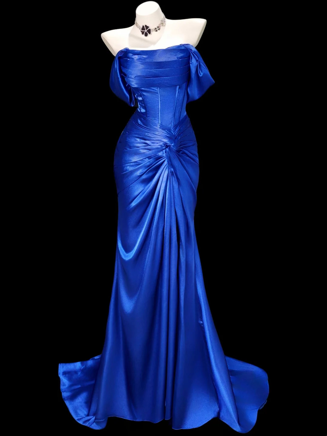 Robe de bal bustier violette en satin avec appliques, robe de soirée formelle J9413