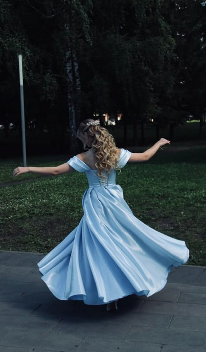 Trägerloses silbernes Vintage-Abendkleid, A-Linie, Geburtstagskleid J9370