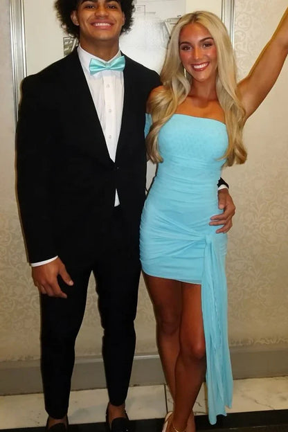 Off The Shoulder Blue Sheath Homecoming Dress J10783