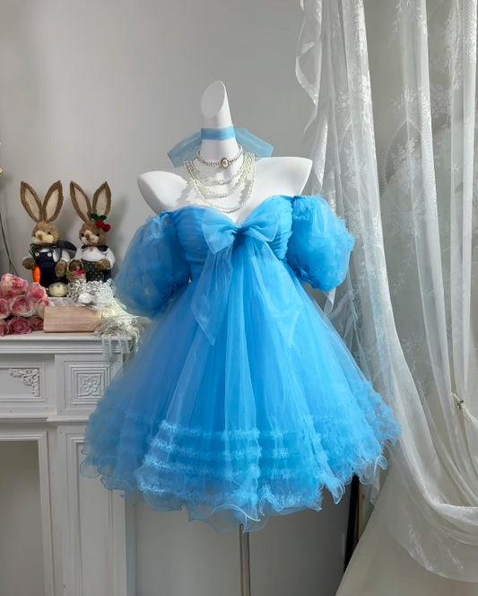Off The Shoulder Blue Short Homecoming Dress   J11166