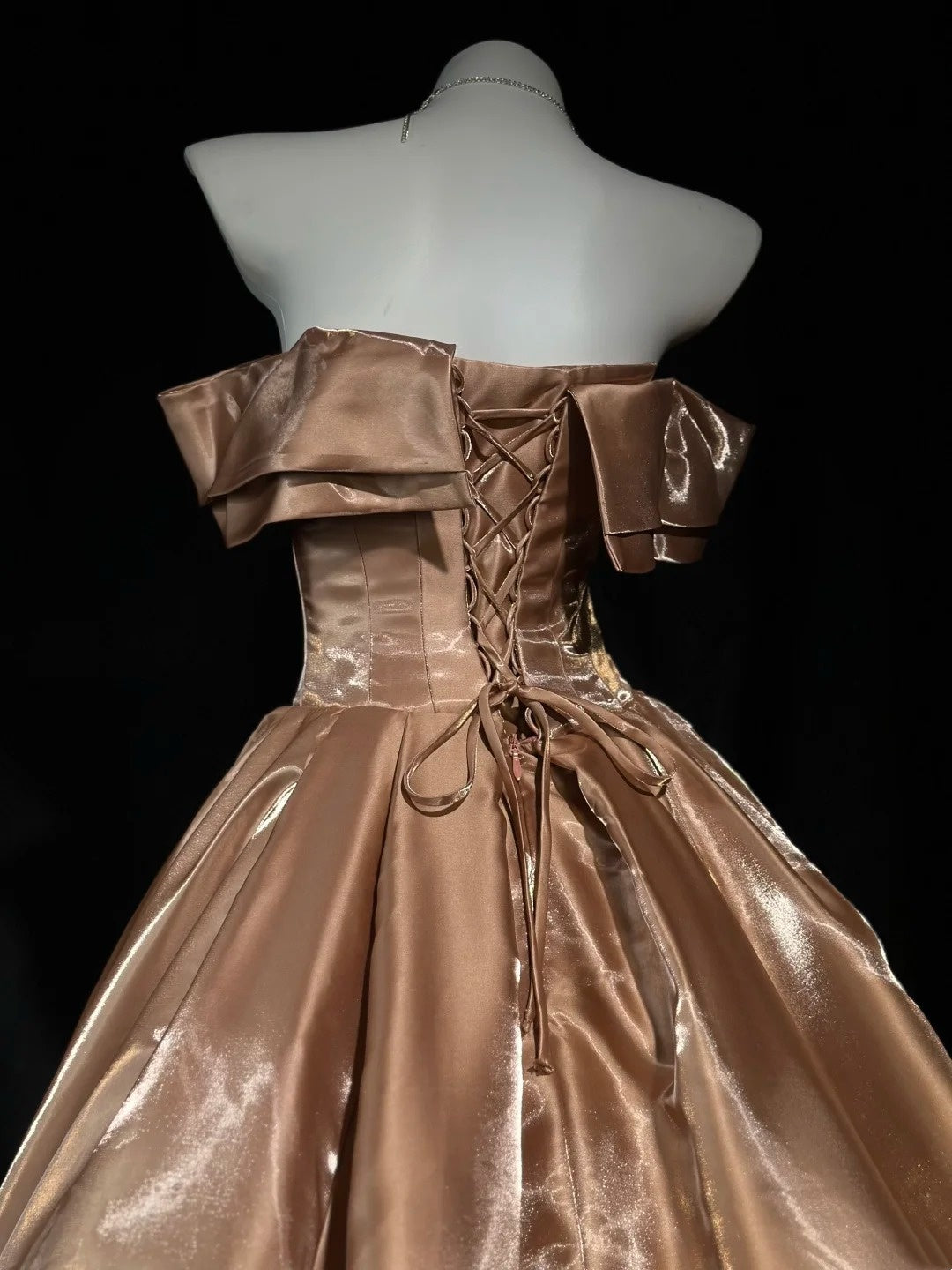 Off The Shoulder Brown Prom Dress A Line Birthday Gown  J10407