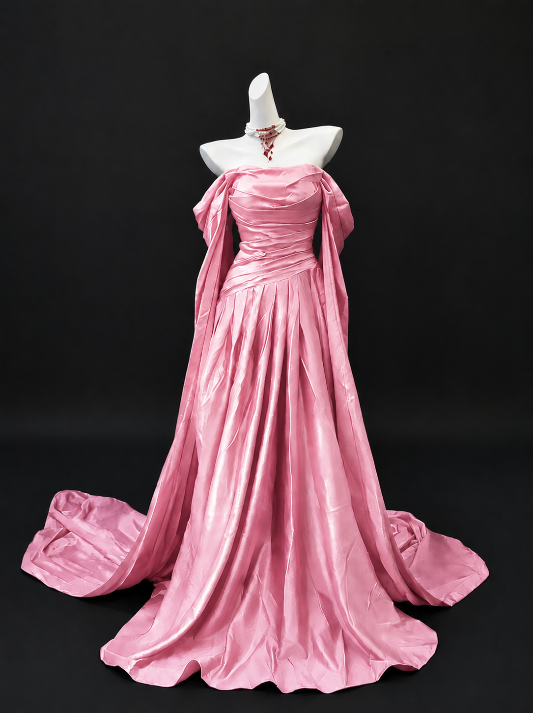 Off The Shoulder Burgundy Satin Formal Prom Dress Elegant Evening Dress  J10296