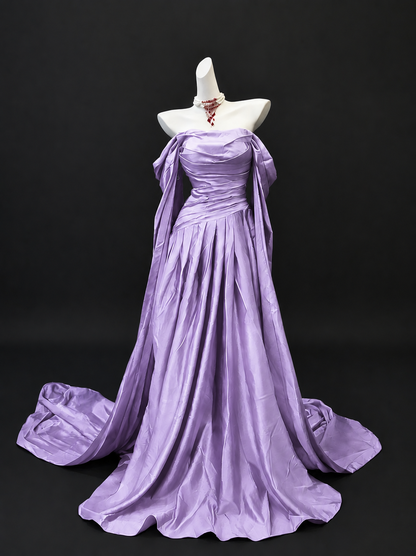 Off The Shoulder Burgundy Satin Formal Prom Dress Elegant Evening Dress  J10296