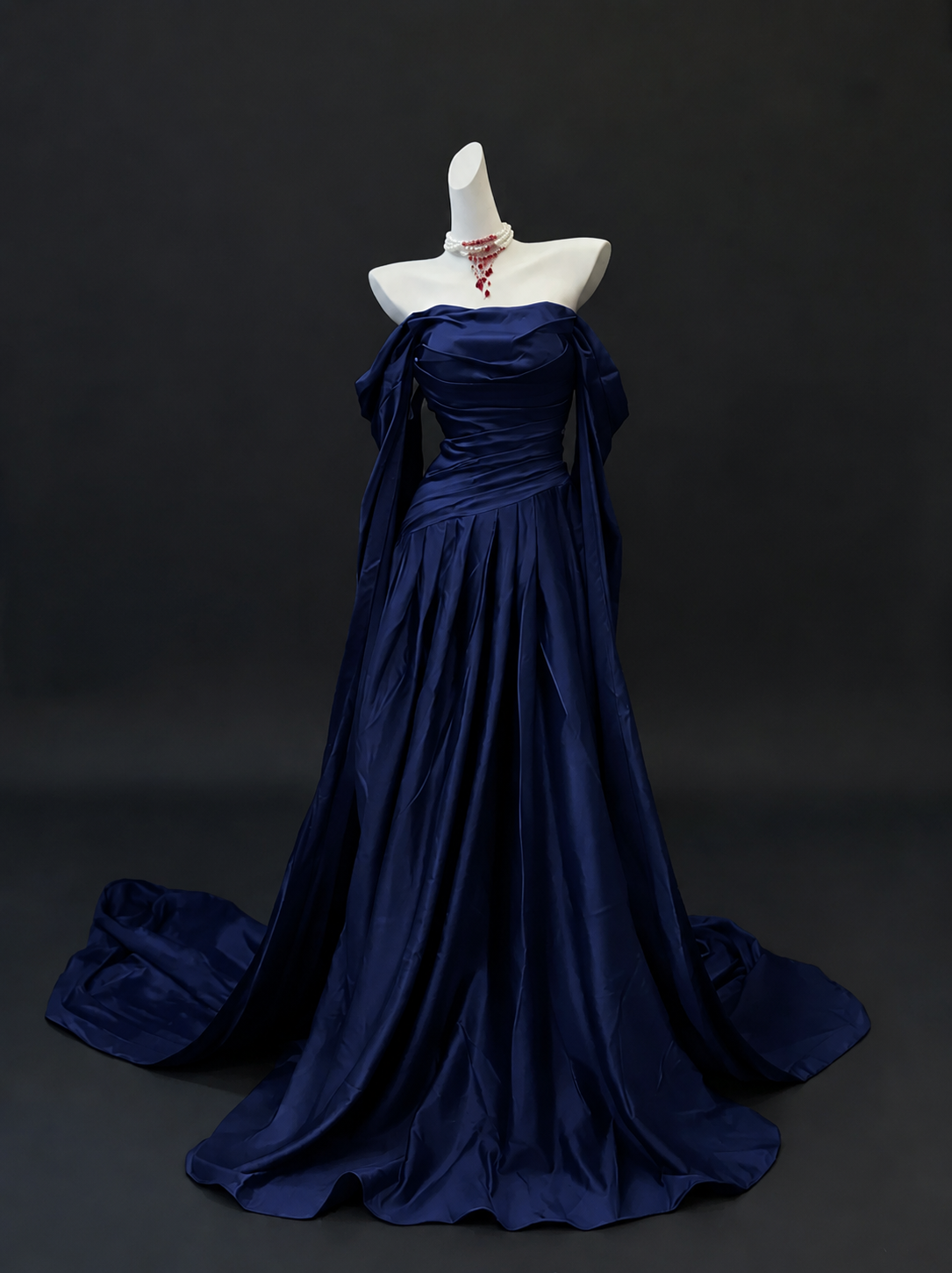 Off The Shoulder Burgundy Satin Formal Prom Dress Elegant Evening Dress  J10296