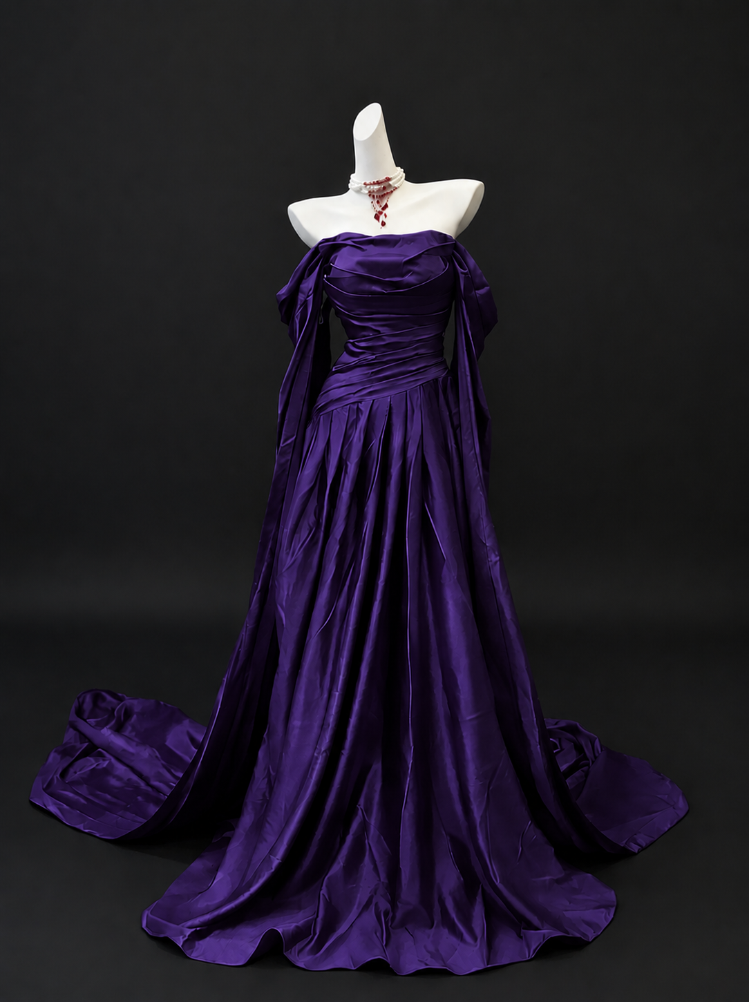Off The Shoulder Burgundy Satin Formal Prom Dress Elegant Evening Dress  J10296
