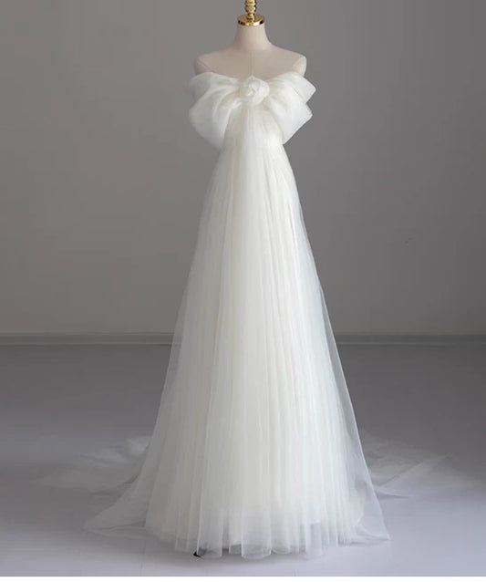Off The Shoulder Ivory Wedding Dress Cute Bride Dress  J11025