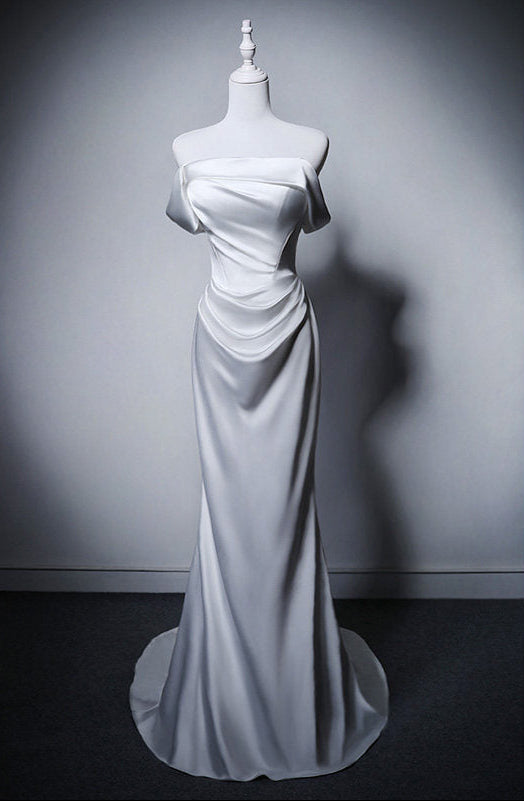 Robe de bal bustier violette en satin avec appliques, robe de soirée formelle J9413