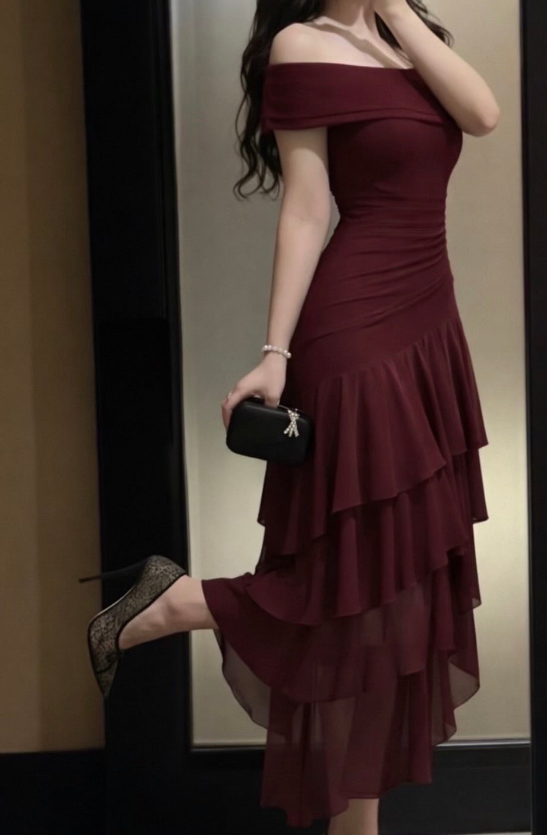 Robe de bal bustier violette en satin avec appliques, robe de soirée formelle J9413