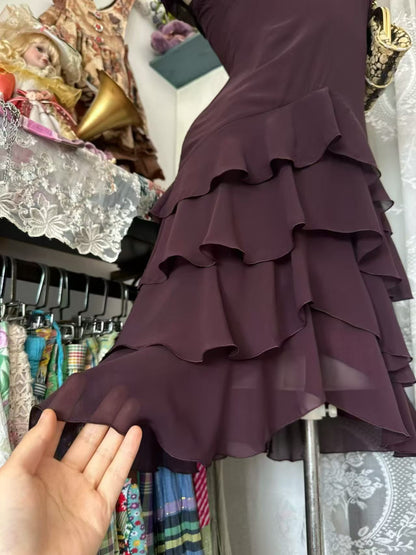 Off The Shoulder Layered Chiffon Homecoming Dress  J10552