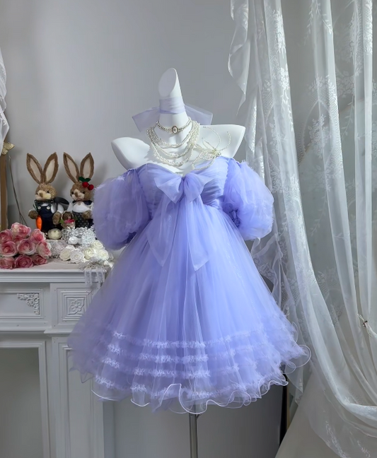 Off The Shoulder Lilac Short Homecoming Dress   J11165