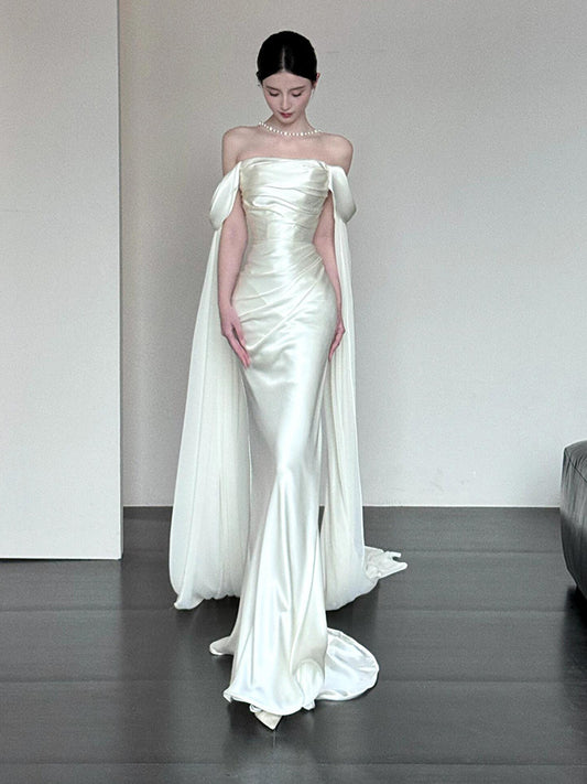 Trägerloses silbernes Vintage-Abendkleid, A-Linie, Geburtstagskleid J9370