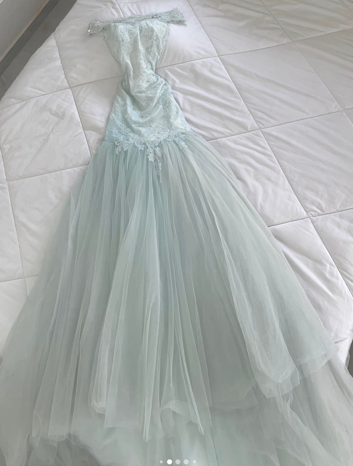 Off The Shoulder Mermaid Prom Dress With Appliques  J12094