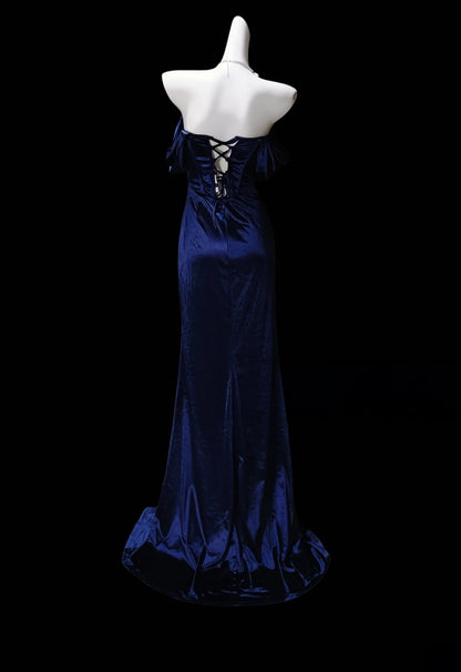Trägerloses silbernes Vintage-Abendkleid, A-Linie, Geburtstagskleid J9370