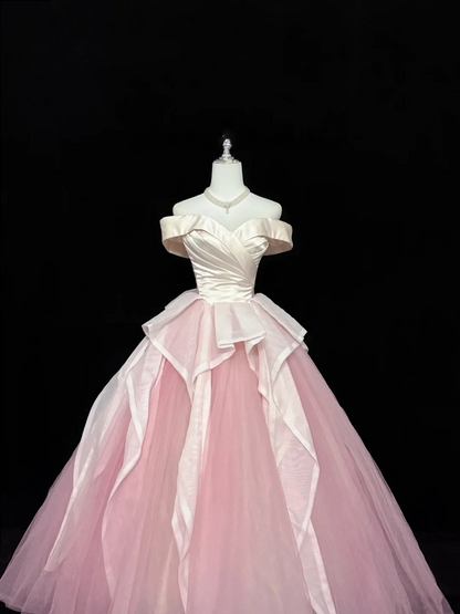 Robe de bal bustier violette en satin avec appliques, robe de soirée formelle J9413