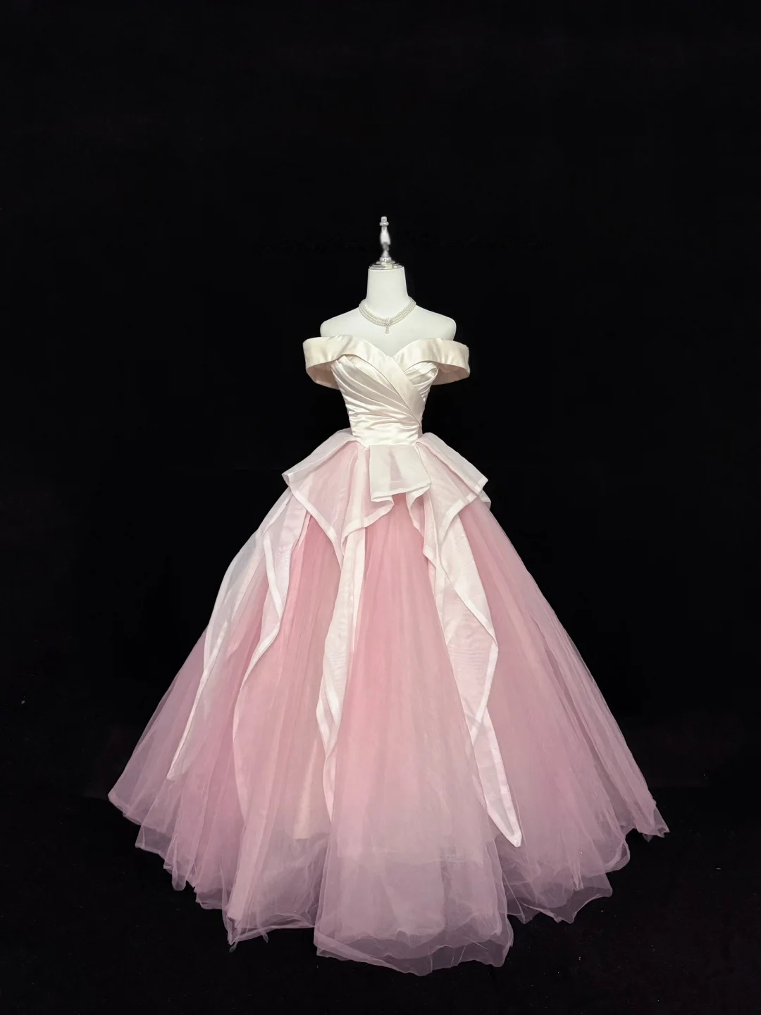 Robe de bal bustier violette en satin avec appliques, robe de soirée formelle J9413
