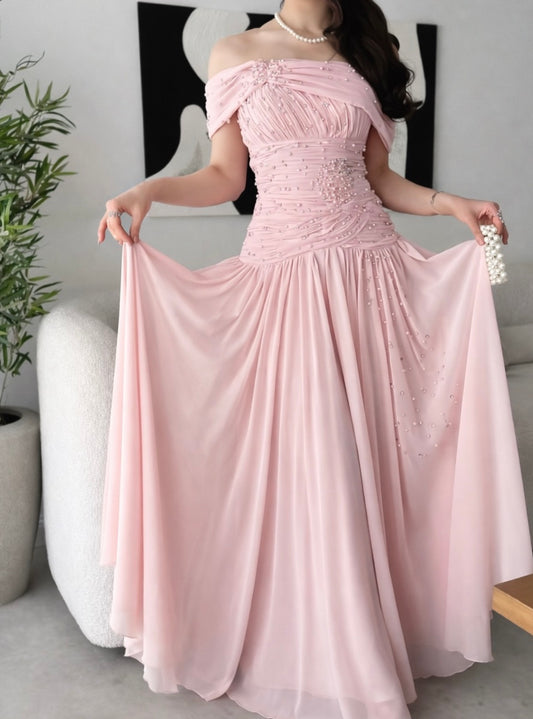 Trägerloses silbernes Vintage-Abendkleid, A-Linie, Geburtstagskleid J9370