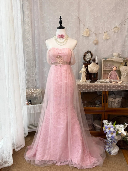 Trägerloses silbernes Vintage-Abendkleid, A-Linie, Geburtstagskleid J9370