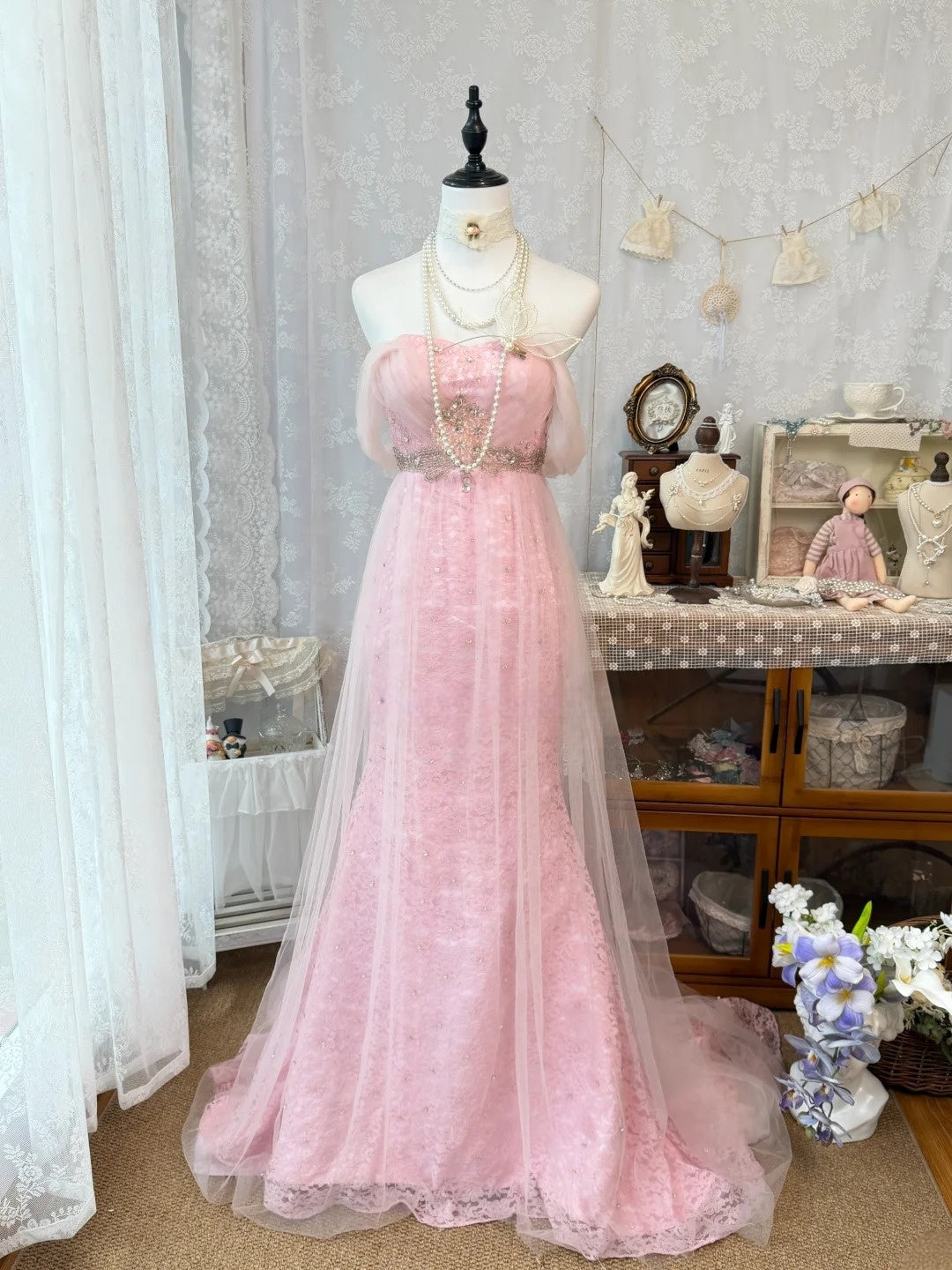 Trägerloses silbernes Vintage-Abendkleid, A-Linie, Geburtstagskleid J9370