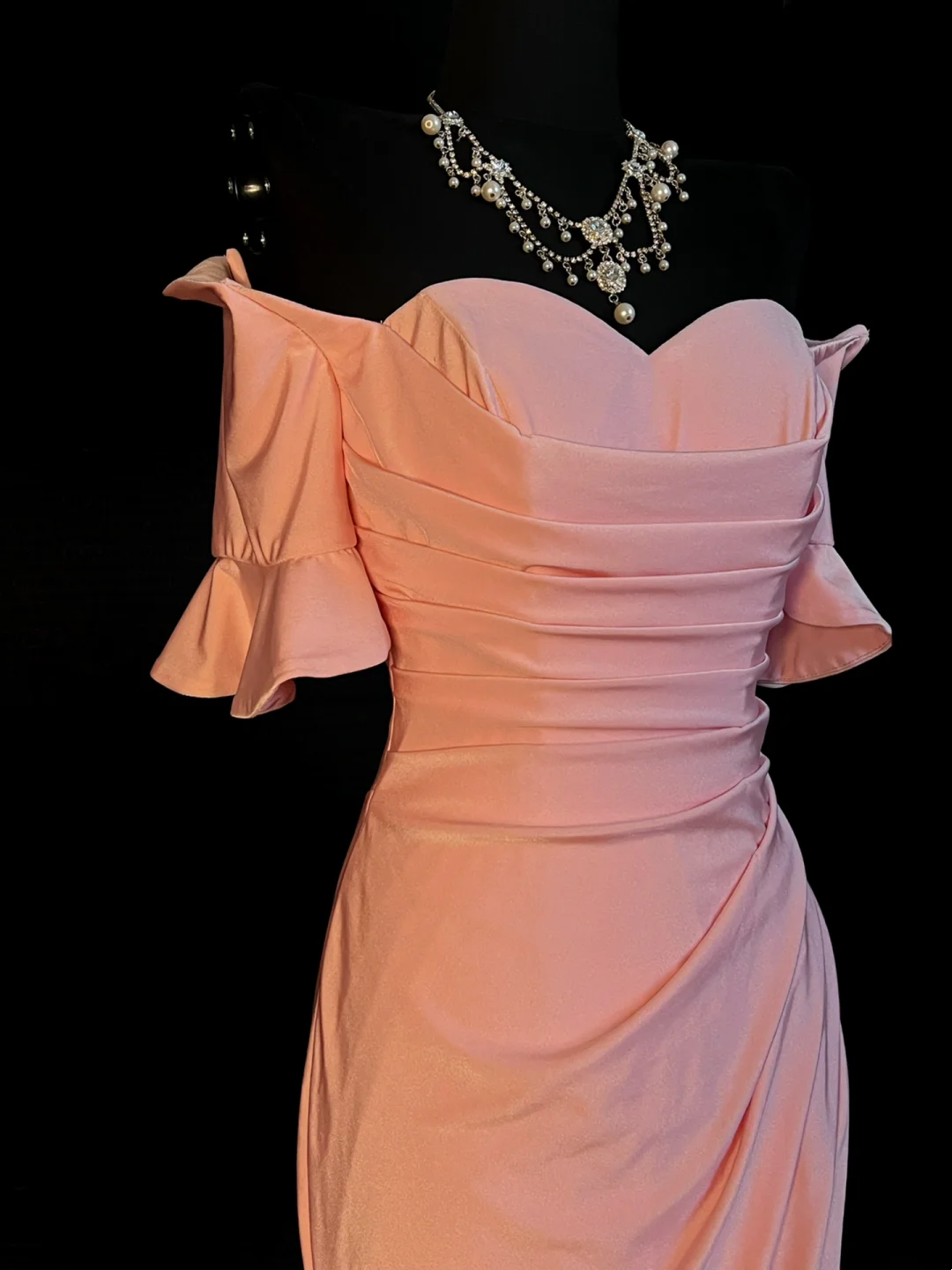 Robe de bal bustier violette en satin avec appliques, robe de soirée formelle J9413